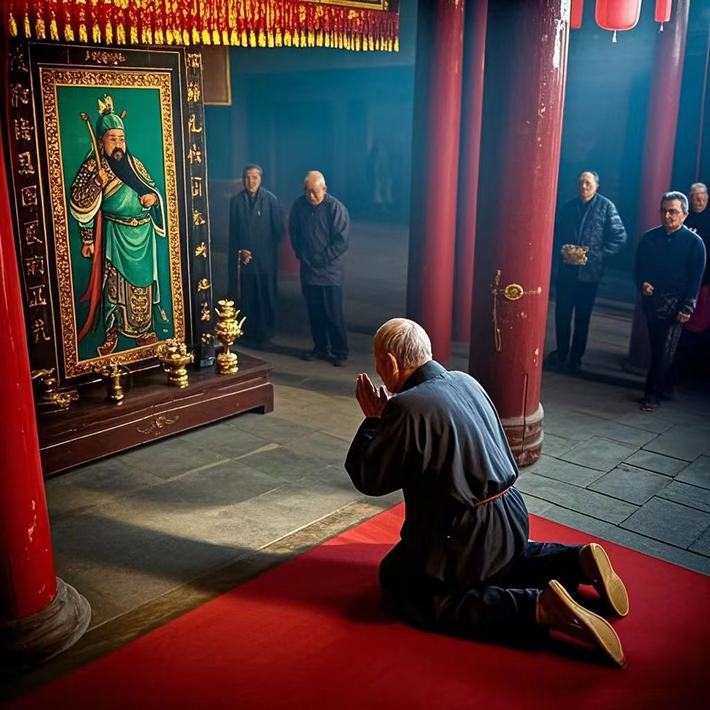 Worship at a Guan Yu shrine, a tradition Sun Yat-Sen rejected after the Taiping Rebellion’s influence